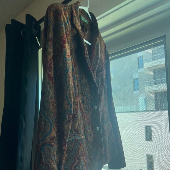 Lauren Ralph Lauren Velvet Paisley Jacket Blazer - Picture 3 of 6